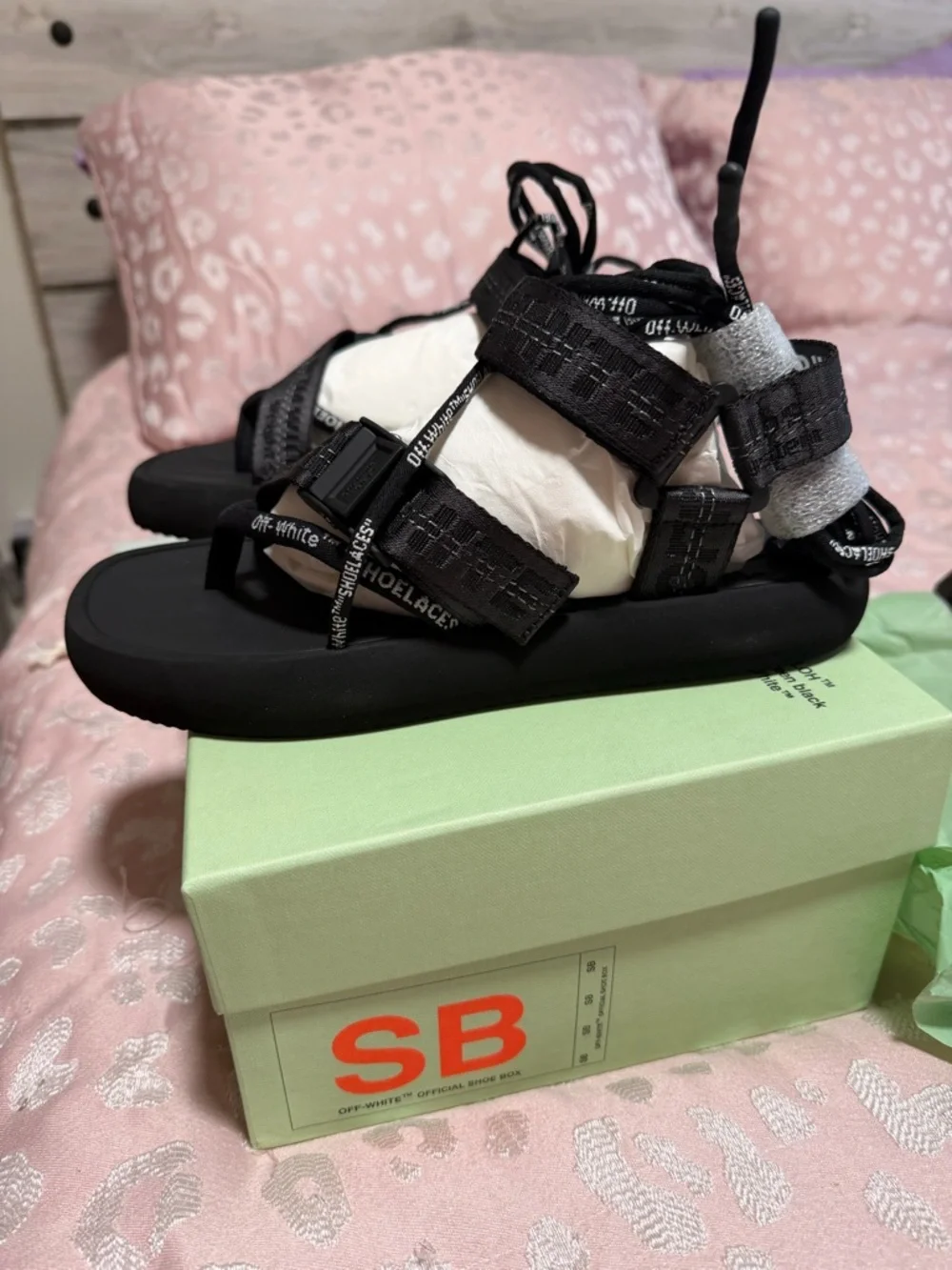 Off-White Black Multistrap Micro Trek Sandals Size 38